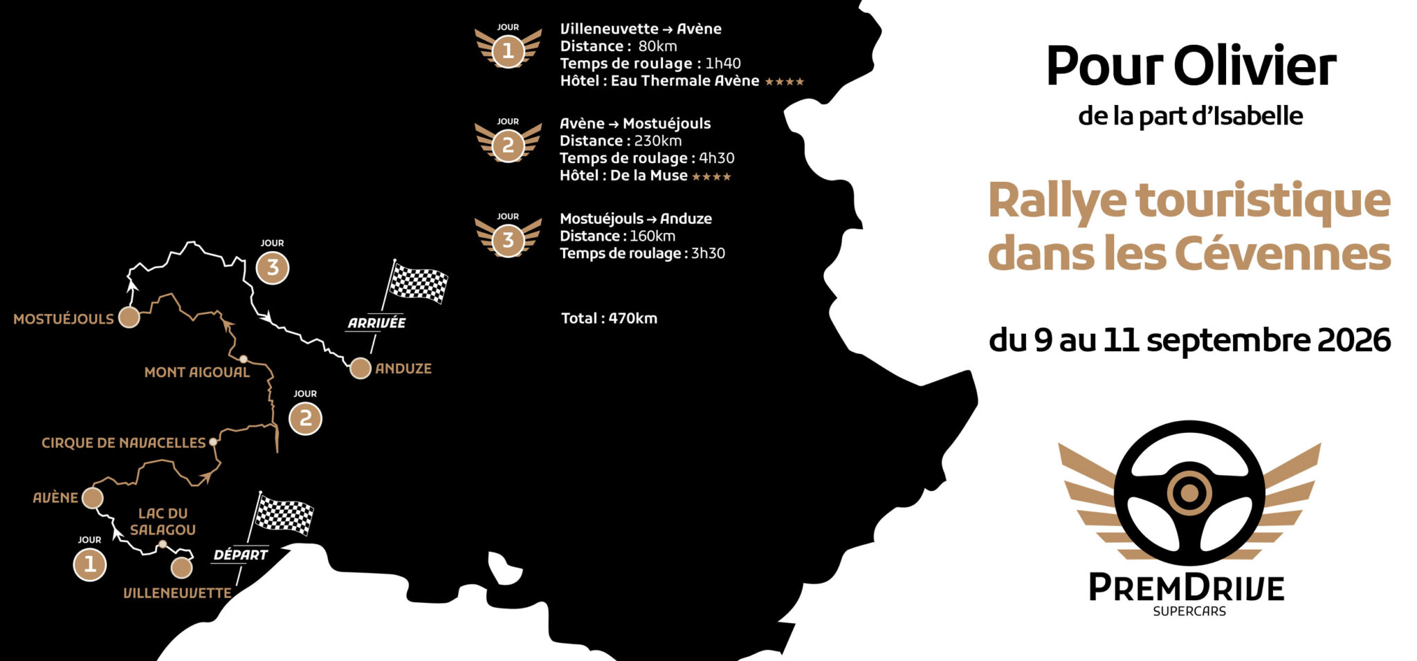 Bon cadeau pour le rallye touristique PremDrive en Provence