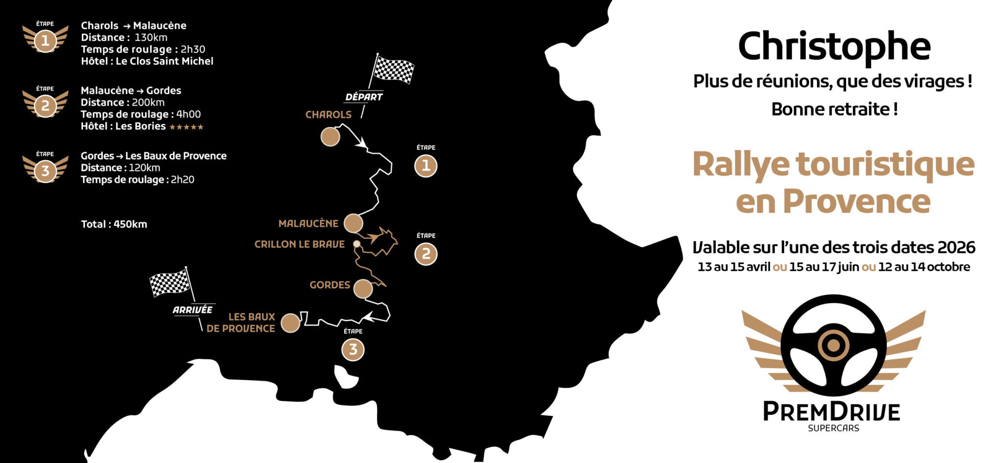 Bon cadeau pour le rallye touristique PremDrive en Corse